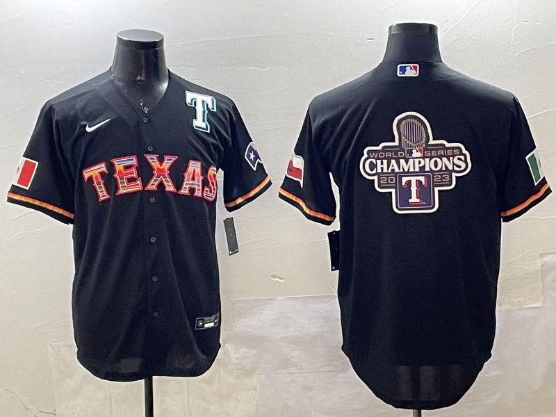 Men Texas Rangers Blank Black Mexico Game 2025 Nike MLB Jersey style 11->texas rangers->MLB Jersey